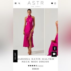 NWT ASTR Marissa Satin Halter Dress